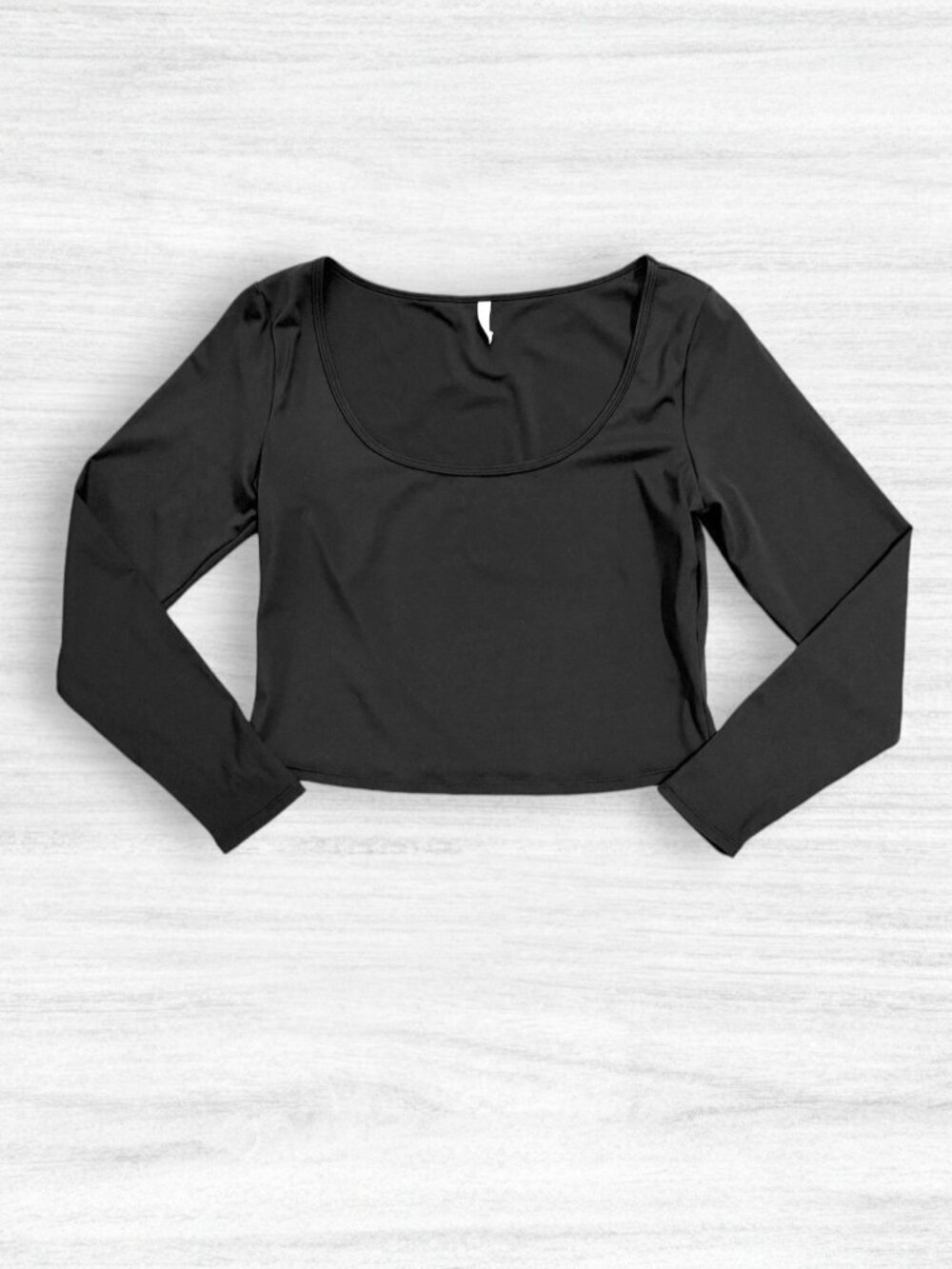 Halara Black Log Sleeve Crop Top XL Scoop Neck Stretch Yoga Gym Activewear